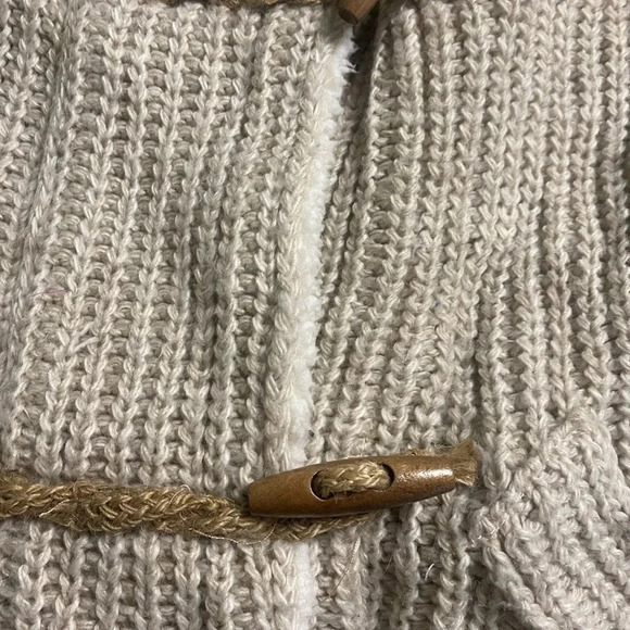 Zara Size Small Knit Fleece Hooded Long Sweater Jacket Wool Toggle Closure - Picture 4 of 6